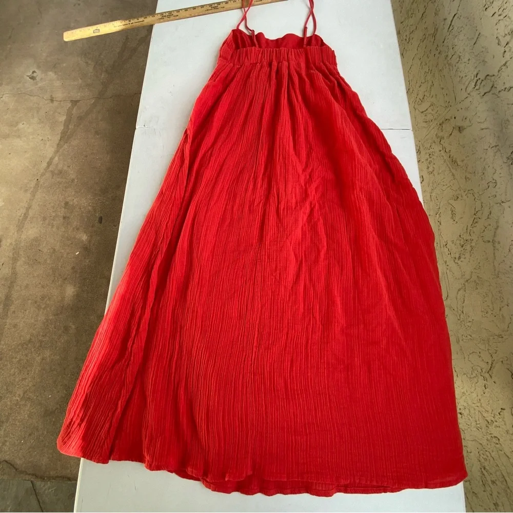 Red Gauze Maxi Dress Boho Cottagecore Sundress Small NWT Summer Abercrombie